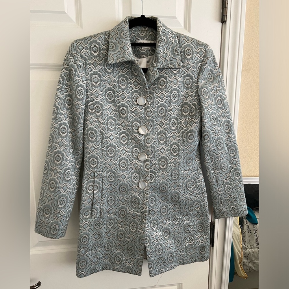 Blue and Silver Garfield and Marks Blazer Top
